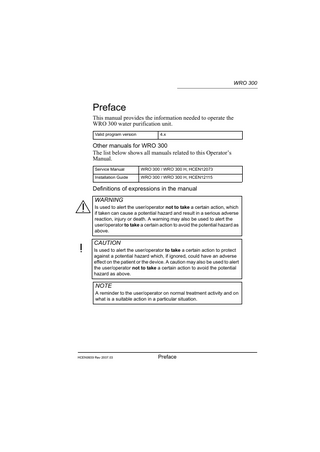 WRO 300 Water Purification Unit Operators Manual Rev 03.2007