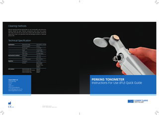 Perkins Tonometer Instructions For Use Quick Guide Issue 1 March 2015