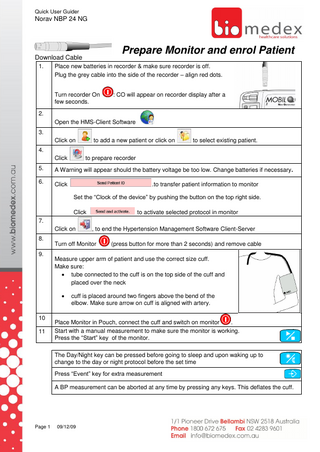 Norav NBP 24 NG Quick User Guide Dec 2009