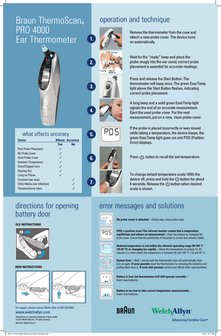 ThermoScan PRO 4000 Quick Reference Guide Rev D