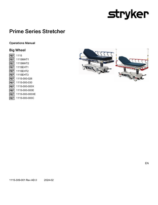 rime Series Stretcher Model 1115XXX Big Wheel Operations Manual Rev AD.0