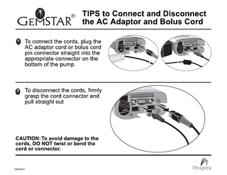 GemStar Pump AC Adaptor and Bolus Cord Quick Instructions