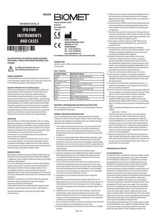 BIOMET Instruments and Cases Instructions for Use