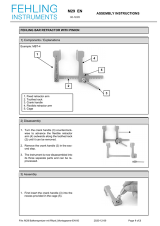 BAR RETRACTOR with Pinion Assembly Instructions 