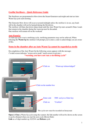 Gorilla Sterilizers Quick Reference Guide