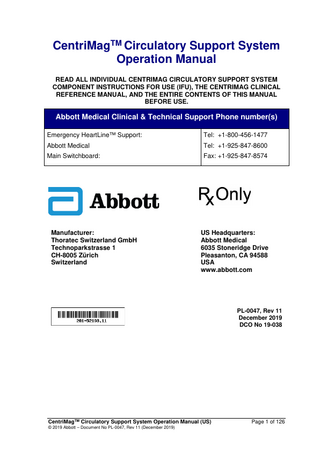 CentriMag Circulatory Support Systems Operation Manual Rev 11