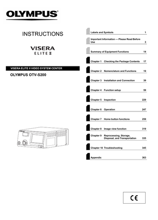 OTV-S200 VISERA ELITE II VIDEO SYSTEM CENTER Instructions