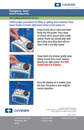 Kangaroo Joey Set Loading Instructions for Use