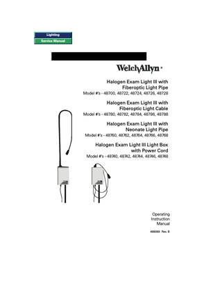 Exam Light Models 48xxx series Operating Instruction Manual Rev B