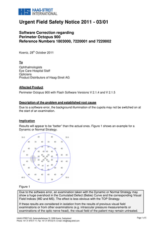 OCTOPUS 900 Urgent Field Safety Notice Oct 2011