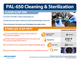 MicroAire PAL-650 Cleaning and Sterilization Chart Rev D