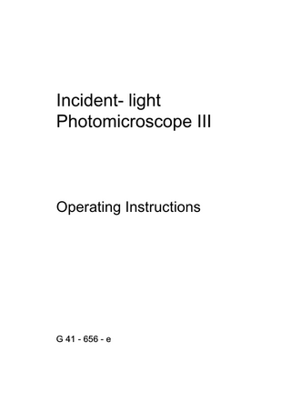 Incident-Light Photomicroscope III Operating Instructions