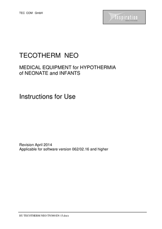 TECOTHERM NEO Instructions for Use Revision April 2014