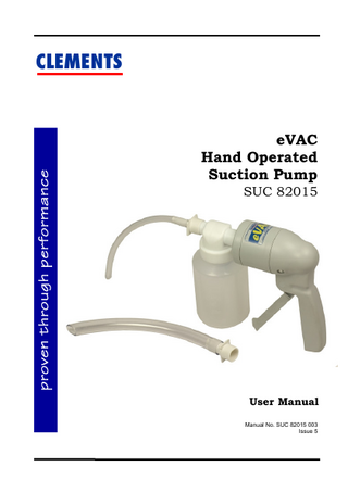 SUC 82015 eVAC Hand Operated Suction Pump User Manual Issue 5