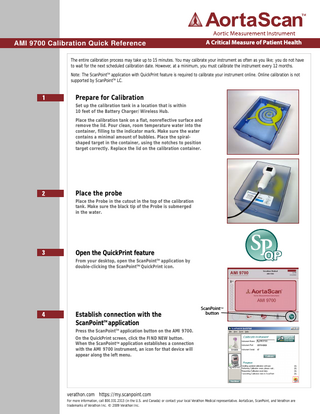 AMI 9700 Calibration Quick Reference