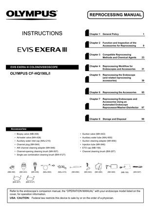 CF-HQ190L-I  EVIS EXERA III COLONOVIDEOSCOPE Reprocessing Manual Dec 2011