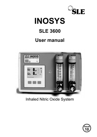 INOSYS SLE 3600 User manual  Inhaled Nitric Oxide System  Issue  10  