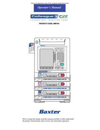 Colleague 3 CXE 2M9163 Operators Manual Rev G March 2007