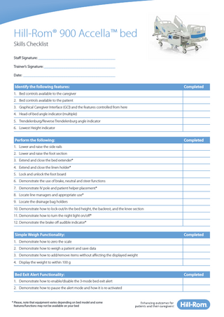 900 Accella Bed Skills Checklist March 2017