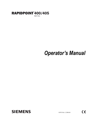 RAPIDPoint 400 and 405 Series Operators Manual Rev J June 2008