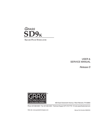 SD9k User & Service Manual Release D June 2012