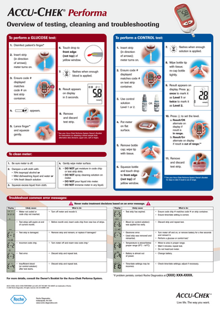 Accu-Chek Performa Overview of testing, cleaning and troubleshooting