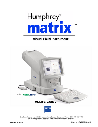 ZEISS Humphery matrix 715 Users Manual Rev D