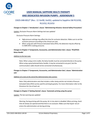 Sapphire User Manual Addendum 5 for sw R11V50, R11V52, R11V53