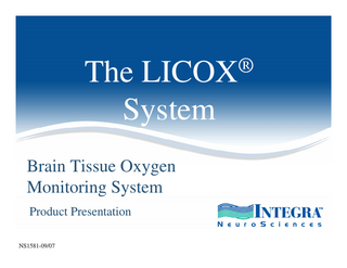 The LICOX System Product Presentation Sept 2007