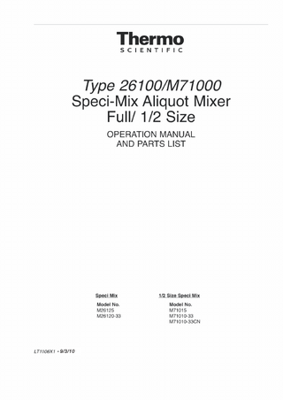 Type 26100 and M71000 Operation Manual and Parts List Sept 2010