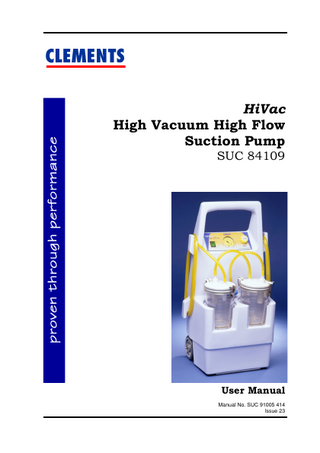 SUC 84109 HiVac High Vacuum High Flow Suction Pump User Manual Issue 23