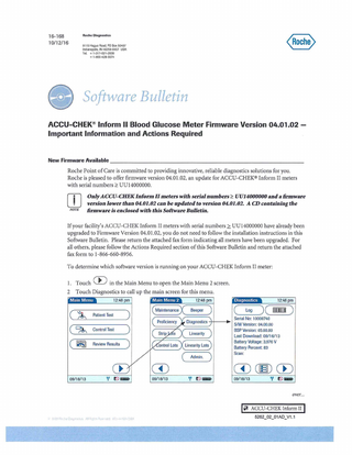 Accu-Chek Inform II Software Bulletin Oct 2016 - Firmware update