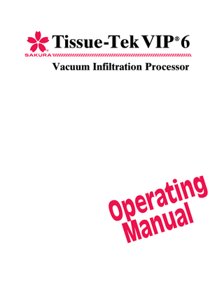 Tissue-Tek VIP 6 Operating Manual Rev G Dec 2015