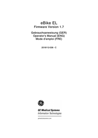 eBike EL Firmware Version 1.7 Operators Manual