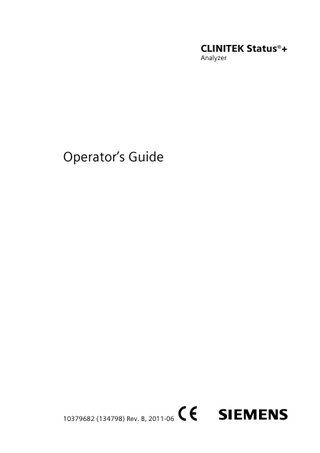 Clinitek Status+ Operators Guide Rev B June 2011