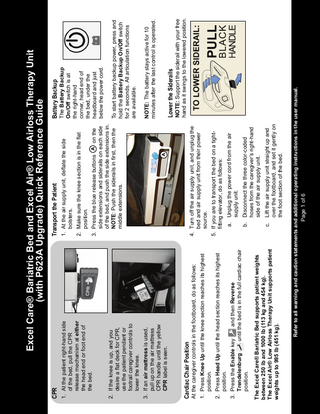 Excel Care Bariatric Bed and Air Low Airloss Therapy Unit Quick Reference Guide Feb 2011