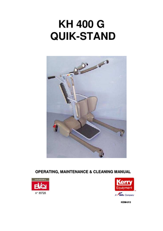 KH 400 G QUIK-STAND  OPERATING, MAINTENANCE & CLEANING MANUAL  KEIM-013  