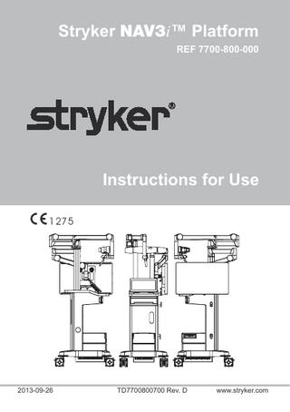 NAV3i Platform Ref 7700-800-000 Instructions for Use Rev D Sept 2013
