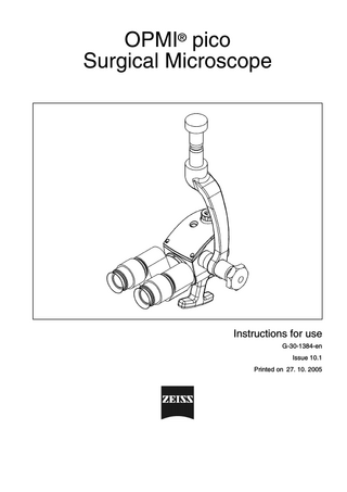 OPMI pico Instructions for Use Issue 10.1 Oct 2005