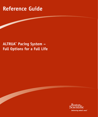 Table of Contents  1 2 3 4 5 6 7  Sick Sinus Syndrome 1.1 Patient Indication... page 4 1.2 Proposed Treatment... page 5 1.3 How to Program?... page 11 1.4 Which ALTRUA™ Device?... page 13 1st & 2nd Degree AV Block 2.1 Patient Indication... page 16 2.2 Proposed Treatment... page 17 2.3 How to Program?... page 21 2.4 Which ALTRUA™ Device?... page 23 3rd Degree AV Block 3.1 Patient Indication... page 26 3.2 Proposed Treatment... page 27 3.3 How to Program?... page 29 3.4 Which ALTRUA™ Device?... page 30 Atrial Fibrillation 4.1 Patient Indication... page 32 4.2 Proposed Treatment... page 33 4.3 How to Program?... page 35 4.4 Which ALTRUA™ Device?... page 36 Ease of Use 5.1 Patient Follow-Up Screen... page 38 5.2 Stored Onset EGM... page 39 5.3 Longevity... page 40  ALTRUA™ Device Family... page 41  References... page 44  Table of Contents  