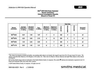 SPECTRO2 30 WW1030 Addendum Sensory Summary Based on Desat 37 Rev 0 Sept 2009