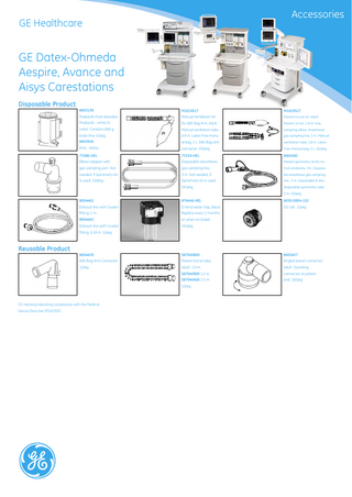 GE Datex Ohmeda Aespire Avance Aisys Accessories List