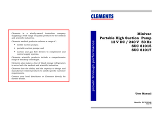 SUC 81015 and SUC81017 Minivac Portable High Suction Pump User Manual Issue 10