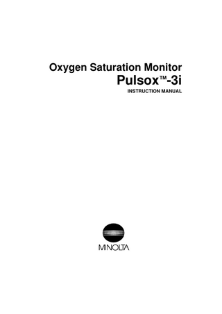 Oxygen Saturation Monitor  Pulsox™-3i INSTRUCTION MANUAL  