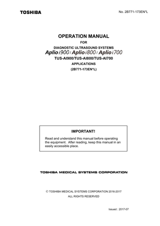 Aplio iXXX TUS-AIxxx series Operation Manual Applications June 2017