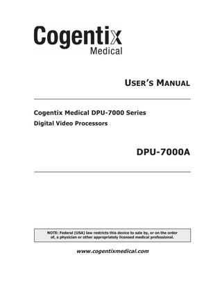 DPU-7000 Series Video Processors User Manual Rev E Oct 2015