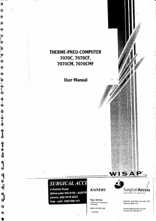 THERME-PNEU COMPUTER 7070C, CF, CM, CMF User Manual