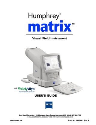 ZEISS Humphery matrix 715 Users Manual Rev A