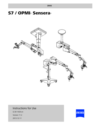 OPMI Sensera on a S7 Suspension Instructions for Use Ver 11.2 Dec 2013