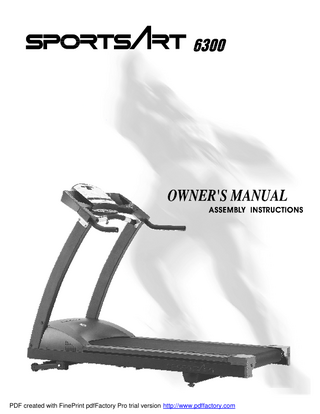 Sports Art 6300 Owners Manual